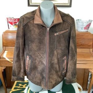 Madison Creek Outfitters Mens LEATHER Bomber DURANGO JACKET Brown Size LARGE